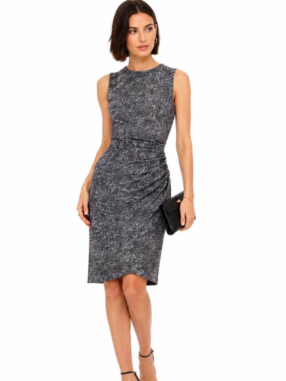 3.1 Phillip Lim 100% Silk Marble Print Draped Sheath Dress Size 2